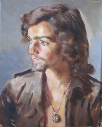 Jeune homme au médaillon (huile sur toile, 41 X 33 cm, Paris 1970. Coll.T.G.)