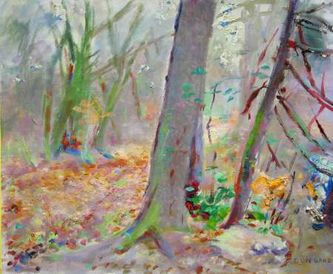 Sous-bois aux marronniers dans le parc des Bonshommes ( huile sur toile, 46 X 38 cm, L'Isle-Adam, hiver 1963. Coll.T.G.)