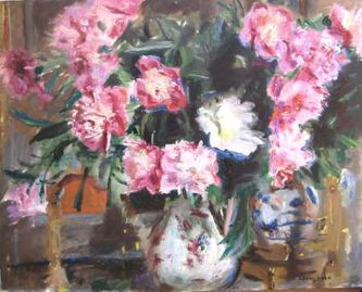 Pivoine dans un vase (huile sur toile, 81 X 65 cm, Paris 1962)