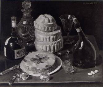 Nature morte au gâteau de Savoie (huile sur toile, 73 X 60 cm, Paris 1949, coll. particulière, non localisé)