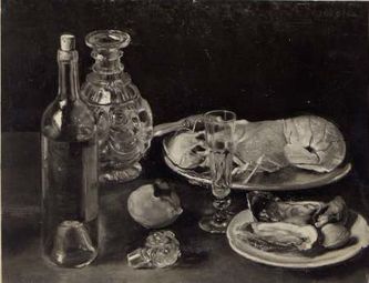 Nature morte au homard (huile sur toile, 73 X 60 cm, Paris 1949, coll. particulière, non localisé )
