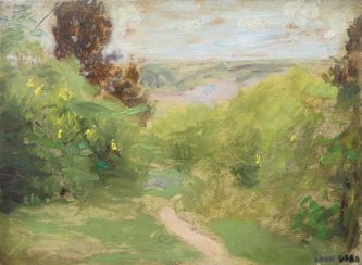 Chemin dans la campagne aux alentours de Morigny (huile sur toile, 27 X 22 cm, vers 1920-1925)