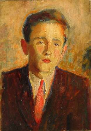 jeune homme à la cravate rouge (huile sur toile, 46 X 33 cm, Paris 1941)