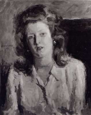 Jacqueline Aubry (huile sur toile, 55 X 46 cm?, reproduction noir et blanc,Paris 1943, tableau non localisé actuellement)