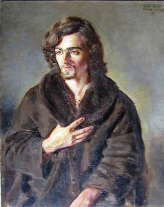 Jeune homme à la veste de mouton ( huile sur toile, 81 X 65 cm, Paris 1971). Exposition galerie des Capucines 1972 et 1973)