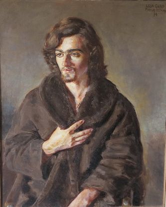 Jeune homme au manteau de mouton (huile sur toile, 81 X 65 cm, Paris 1971. Coll.T.G.)