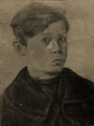 Autortrait 1913 (fusain  et rehauts de craie blanche, 44 X 35 cm)