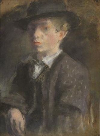 Autoportrait au chapeau de feutre 1916 (pastel, 35 X 26 cm)