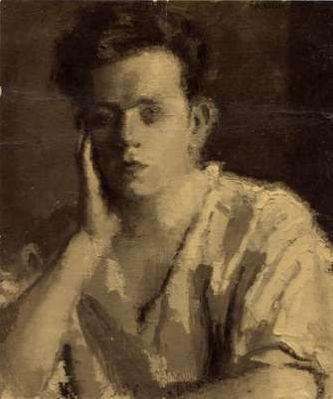 Autoportrait 1927 (huile sur toile, 65 X 54 cm). Reproduction en noir et blanc.