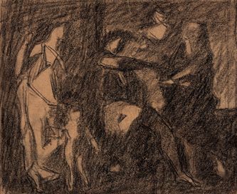 D'après Poussin (fusain, 19 X 15 cm, vers 1923-1924)