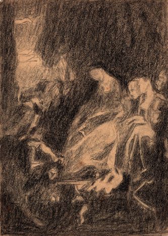 D'après Rubens (fusain, 21 X 15 cm, vers 1923-1924)