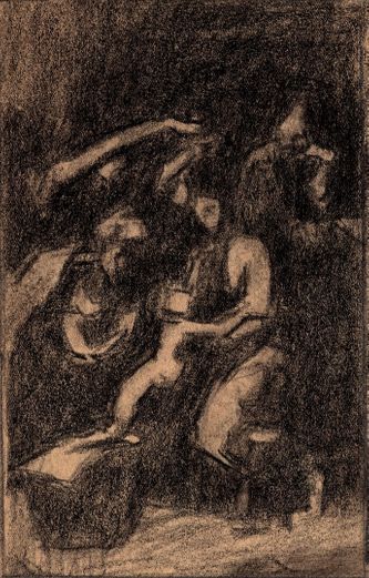 D'après Raphaël (fusain, 18 X 11 cm, vers 1923-1924)