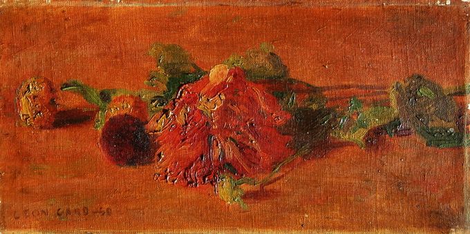 Jetée de bouquet de fleurs fané (huile sur toile, 41 X 21 cm, 1940)