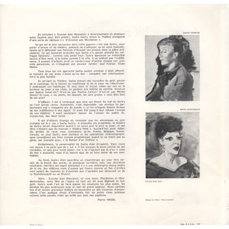 Page intérieur d'un album de disque de la pièce de Sacha Guitry, 