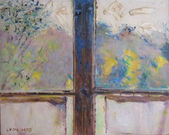 La fenêtre de la chambre, Parc des Bonshommes (41 X 33 cm, huile sur carton, l'Isle-Adam, vers 1964-67)