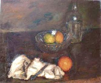  Oranges, citron et carafe (huile sur toile, 73 X 60 cm, Paris 1932, coll.T.G.)
Cliquez sur l'image pour l'agrandir.