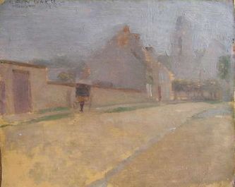 Une rue à Morigny (huile sur toile, vers 1925. Coll.T.G.)