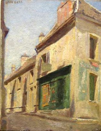 Rue de Monfort-l'Amaury (huile sur carton, 35 X 27, Monfort-l'Amaury, 1935. Coll.T.G.)
