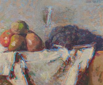 Poires, pommes et raisin (huile sur toile, 54 X 46 cm,Paris vers 1945, coll.T.G)
Cliquez sur l'image pour l'agrandir.