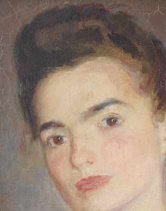 Jeune femme au corsage rose (huile sur carton, 35 X 27 cm, Paris 1941)